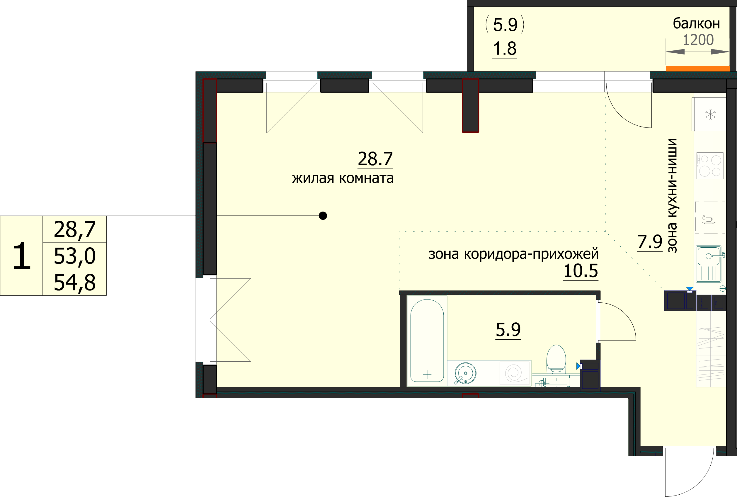 планировка квартиры 55 м2